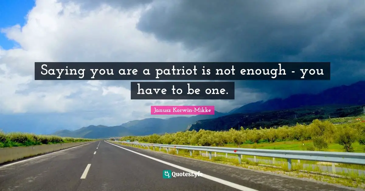 Saying you are a patriot is not enough - you have to be one.