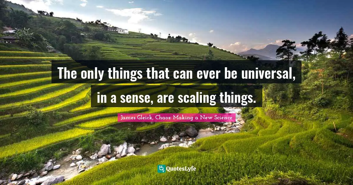 The only things that can ever be universal, in a sense, are scaling things.