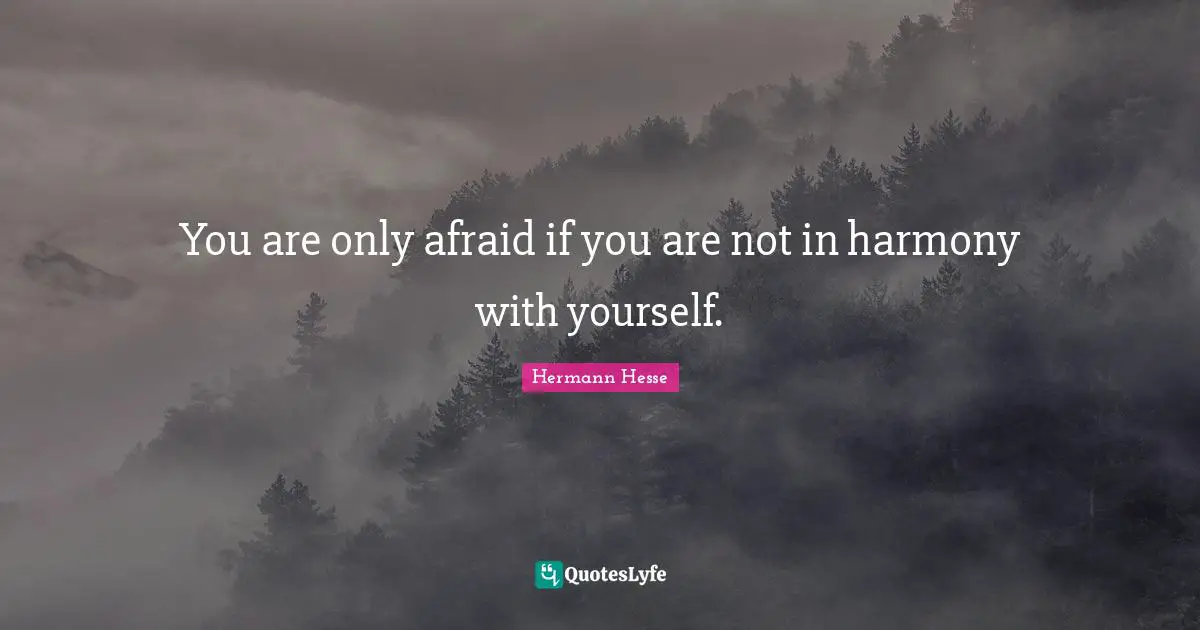 You are only afraid if you are not in harmony with yourself.
