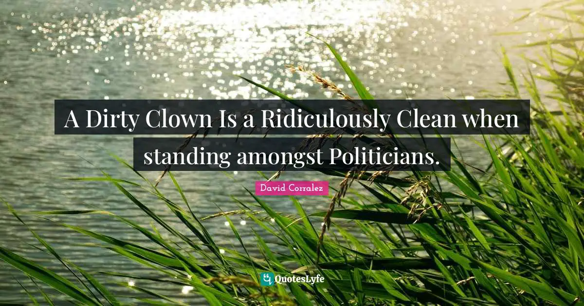 A Dirty Clown Is a Ridiculously Clean when standing amongst Politicians.