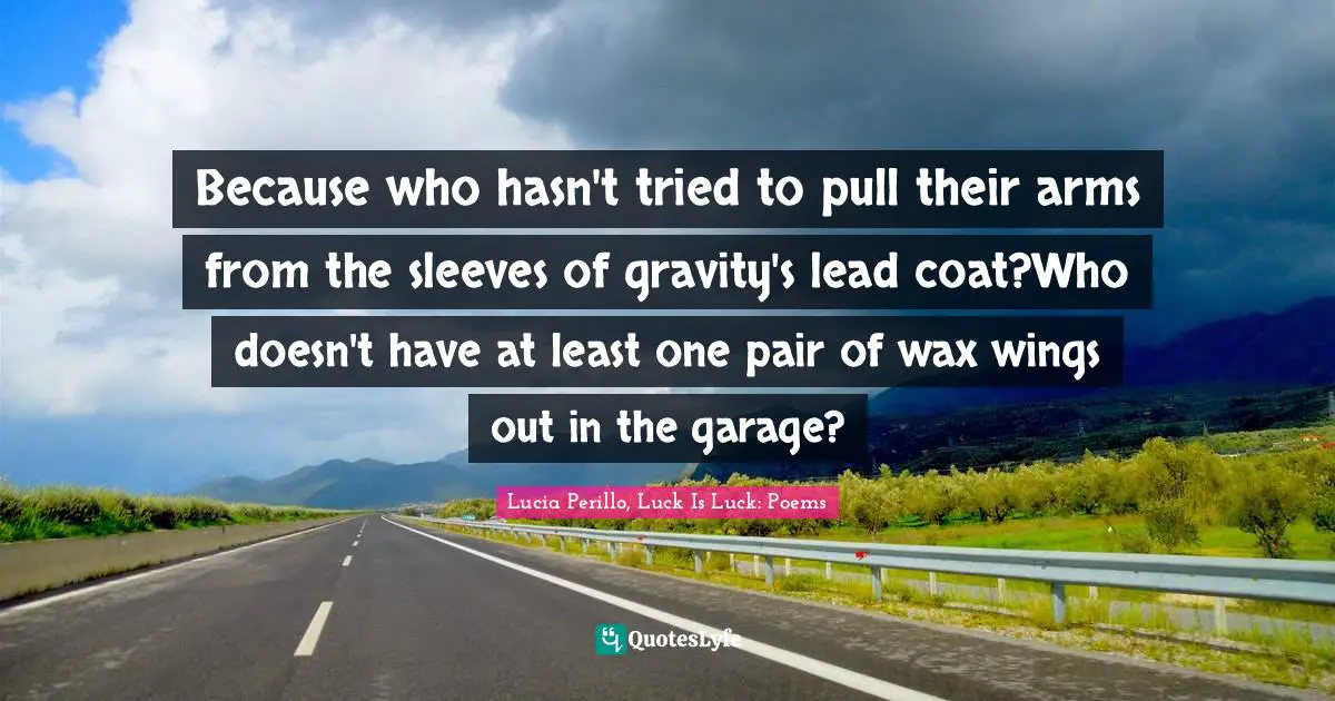 Because who hasn't tried to pull their arms from the sleeves of gravity's lead coat?Who doesn't have at least one pair of wax wings out in the garage?