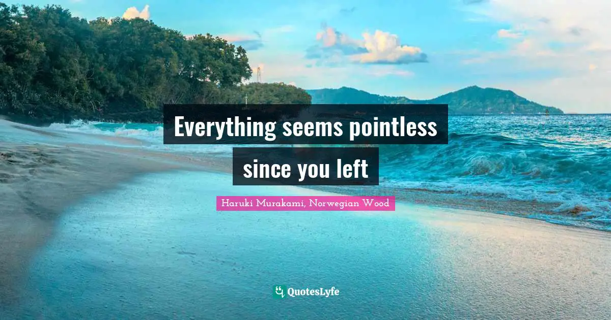 Everything seems pointless since you left