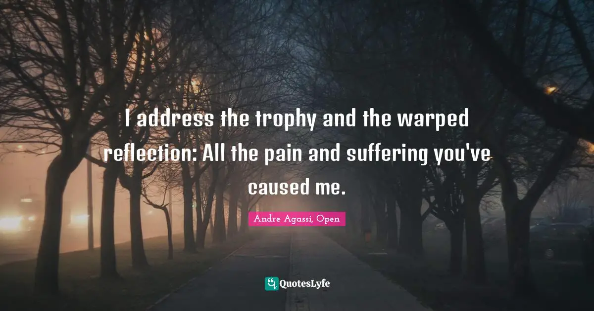 I address the trophy and the warped reflection: All the pain and suffering you've caused me.