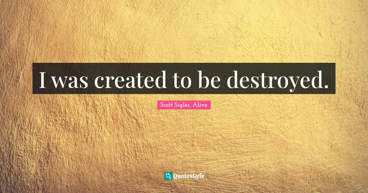 I was created to be destroyed.