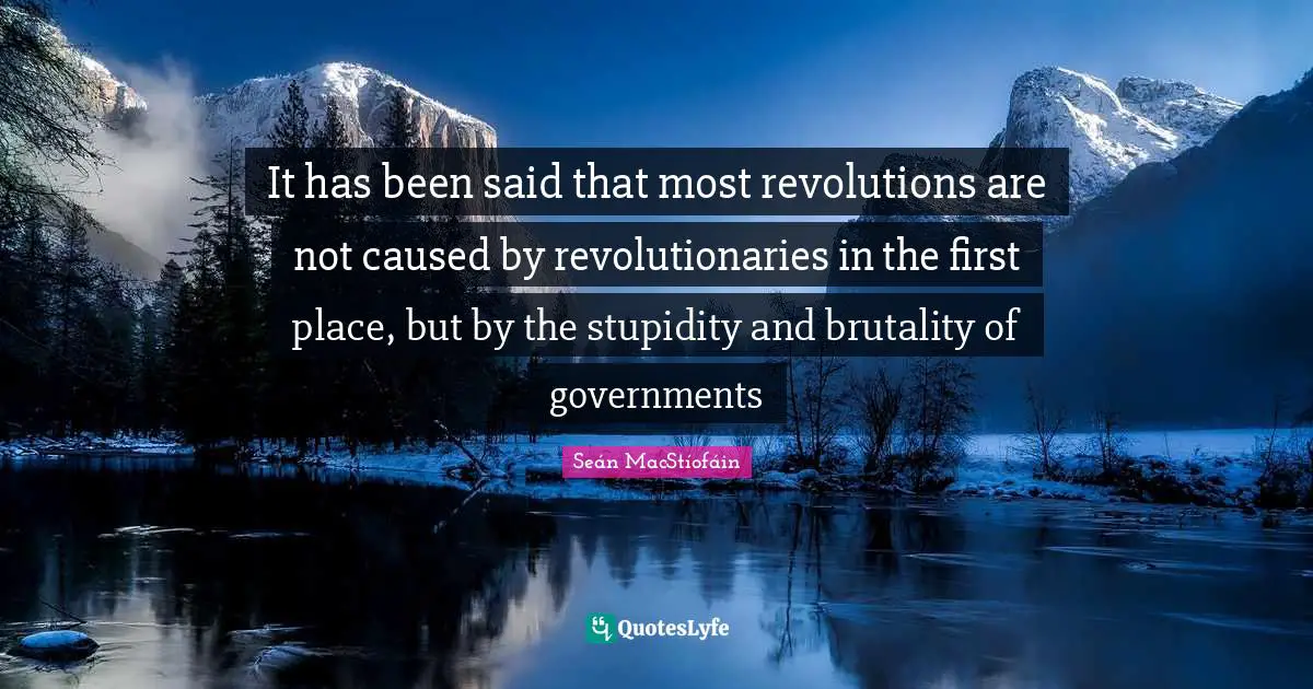 It has been said that most revolutions are not caused by revolutionaries in the first place, but by the stupidity and brutality of governments