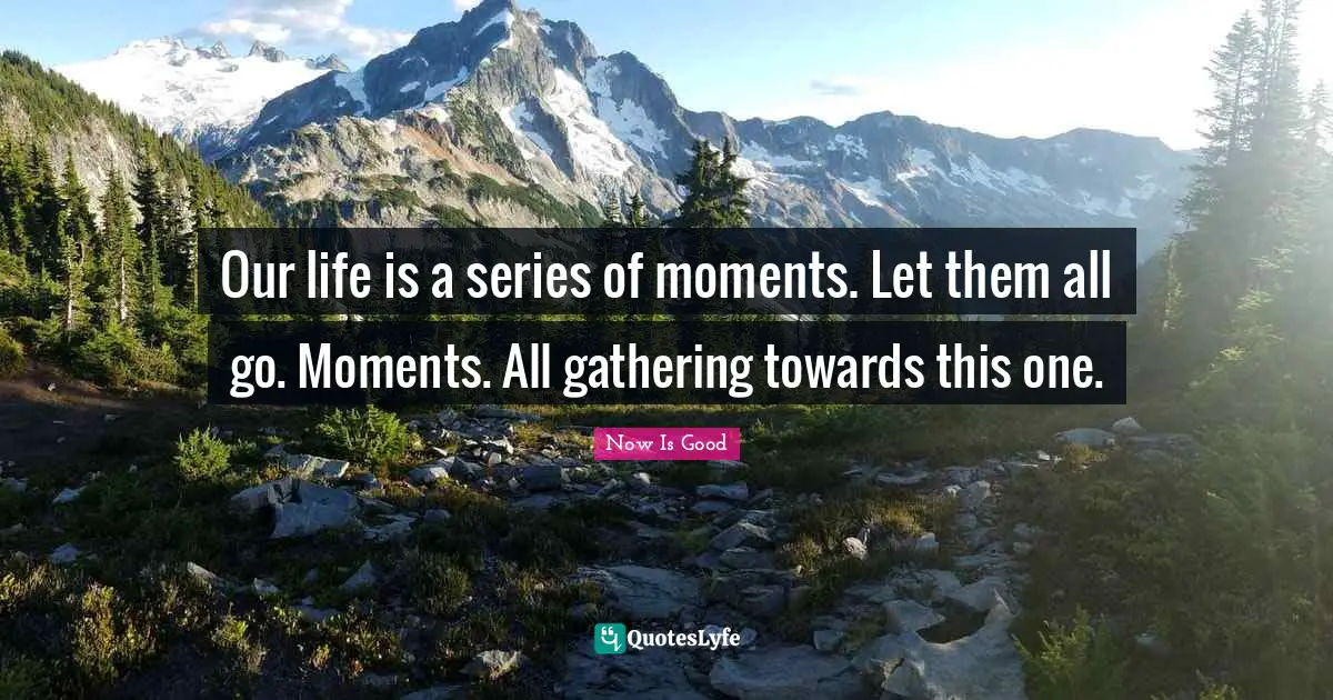 Our life is a series of moments. Let them all go. Moments. All gathering towards this one.