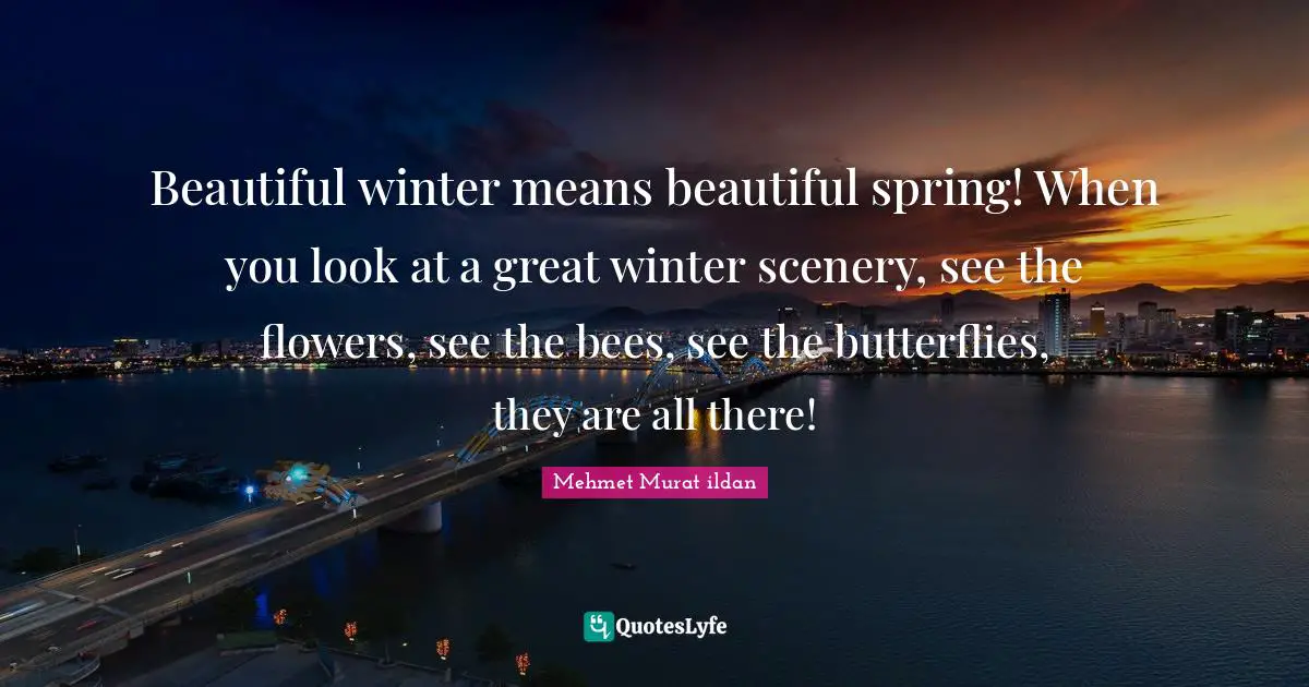 Beautiful winter means beautiful spring! When you look at a great winter scenery, see the flowers, see the bees, see the butterflies, they are all there!