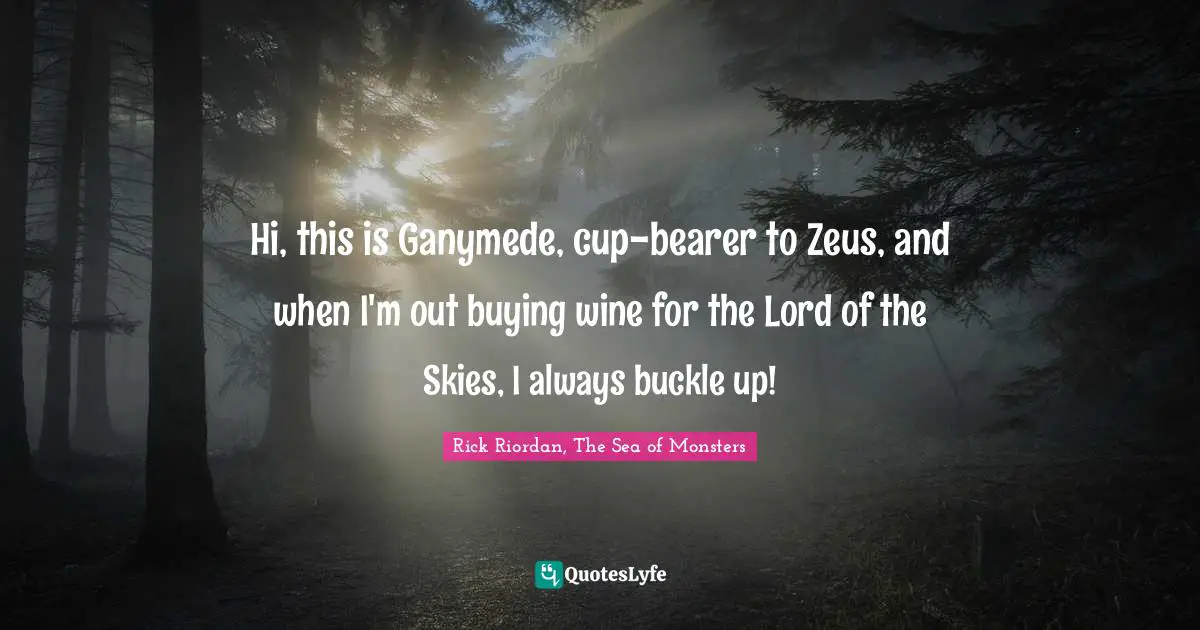 Hi, this is Ganymede, cup-bearer to Zeus, and when I'm out buying wine for the Lord of the Skies, I always buckle up!