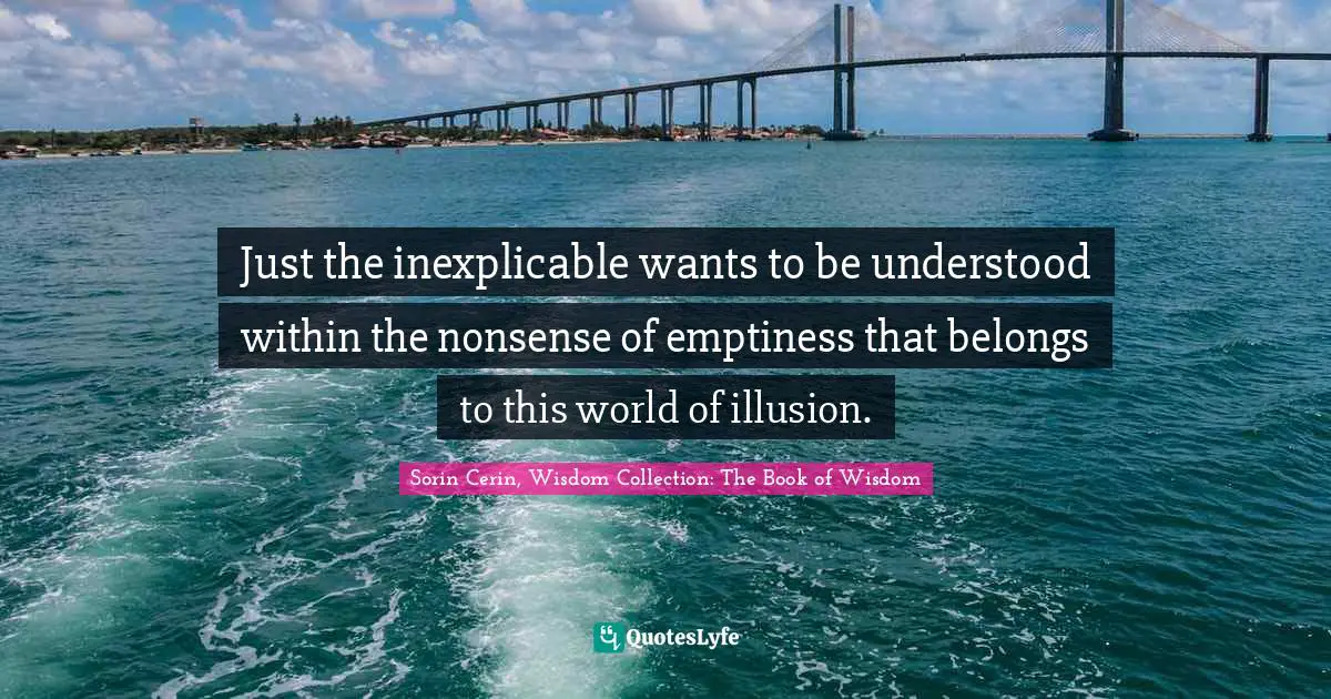 Sorin Cerin, Wisdom Collection: The Book Of Wisdom Quotes: "Just the inexplicable wants to be understood within the nonsense of emptiness that belongs to this world of illusion."