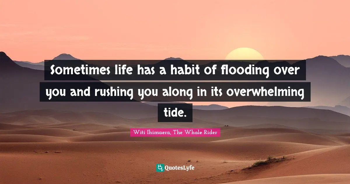 Sometimes life has a habit of flooding over you and rushing you along in its overwhelming tide.