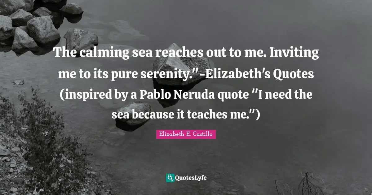 The calming sea reaches out to me. Inviting me to its pure serenity."-Elizabeth's Quotes (inspired by a Pablo Neruda quote "I need the sea because it teaches me.")