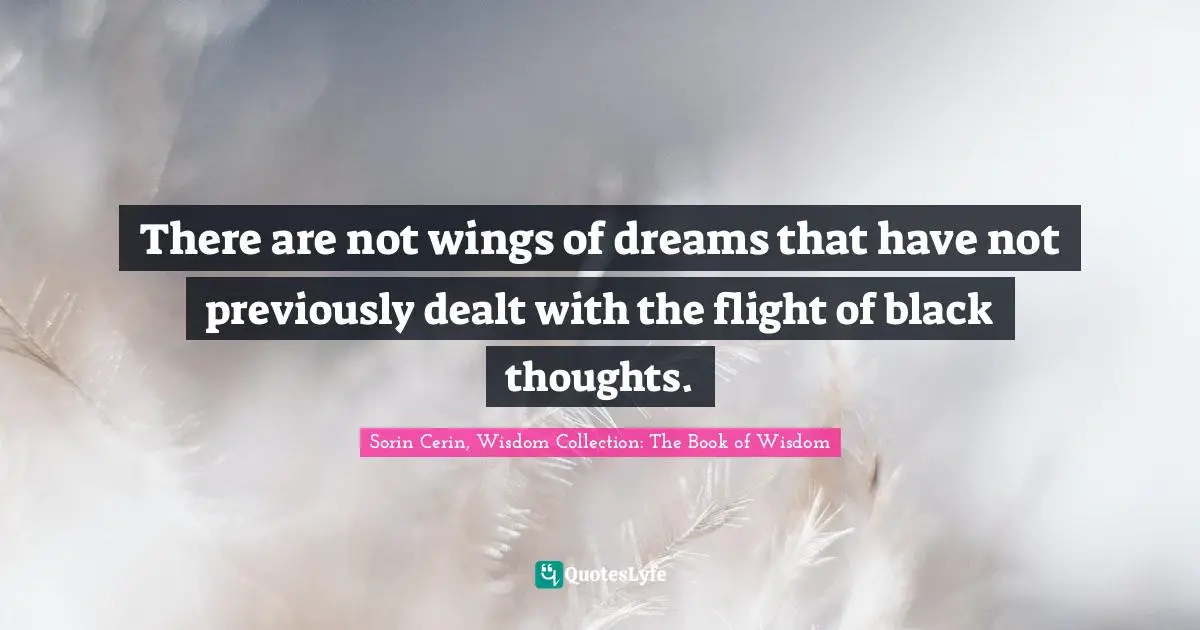 Sorin Cerin, Wisdom Collection: The Book Of Wisdom Quotes: "There are not wings of dreams that have not previously dealt with the flight of black thoughts."