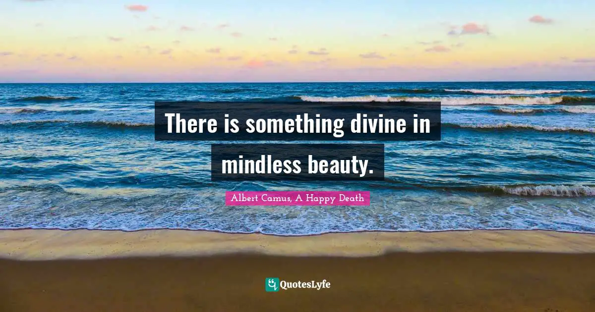 There is something divine in mindless beauty.