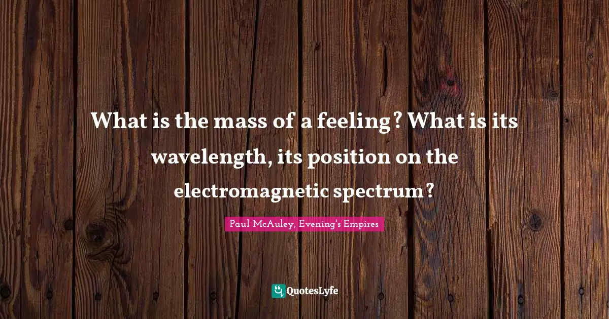 What is the mass of a feeling? What is its wavelength, its position on the electromagnetic spectrum?