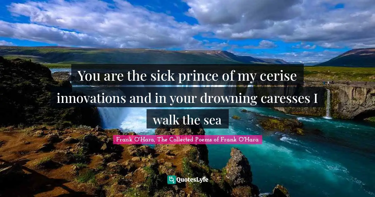 You are the sick prince of my cerise innovations and in your drowning caresses I walk the sea