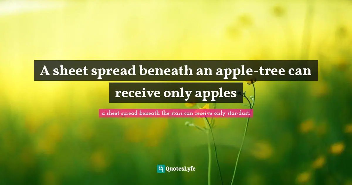 A sheet spread beneath an apple-tree can receive only apples
