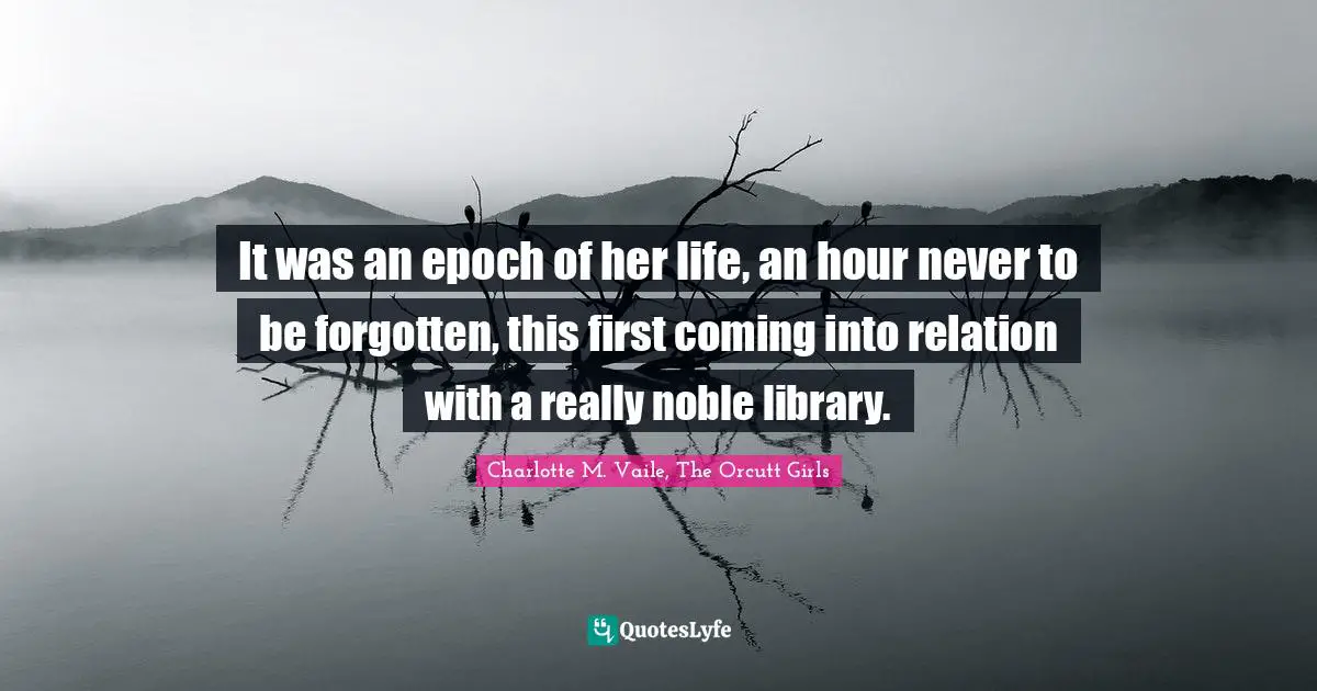 It was an epoch of her life, an hour never to be forgotten, this first coming into relation with a really noble library.
