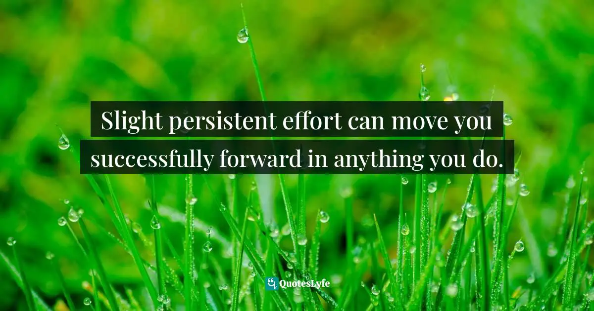 Slight persistent effort can move you successfully forward in anything you do.