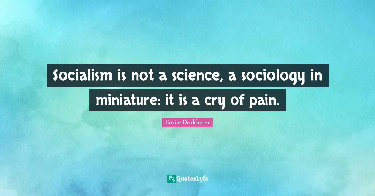 Socialism is not a science, a sociology in miniature: it is a cry of pain.