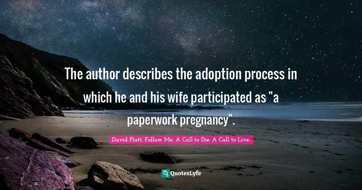 The author describes the adoption process in which he and his wife participated as "a paperwork pregnancy".