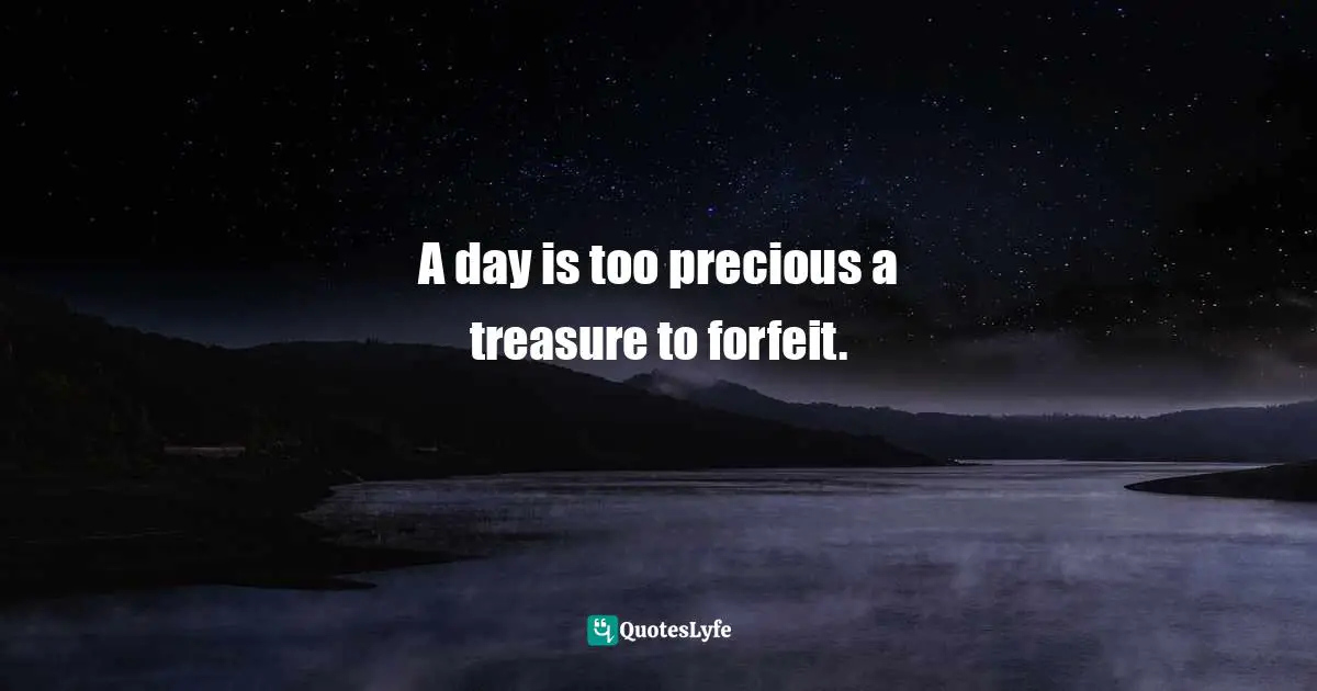 Eric Samuel Timm Quotes: "A day is too precious a treasure to forfeit."