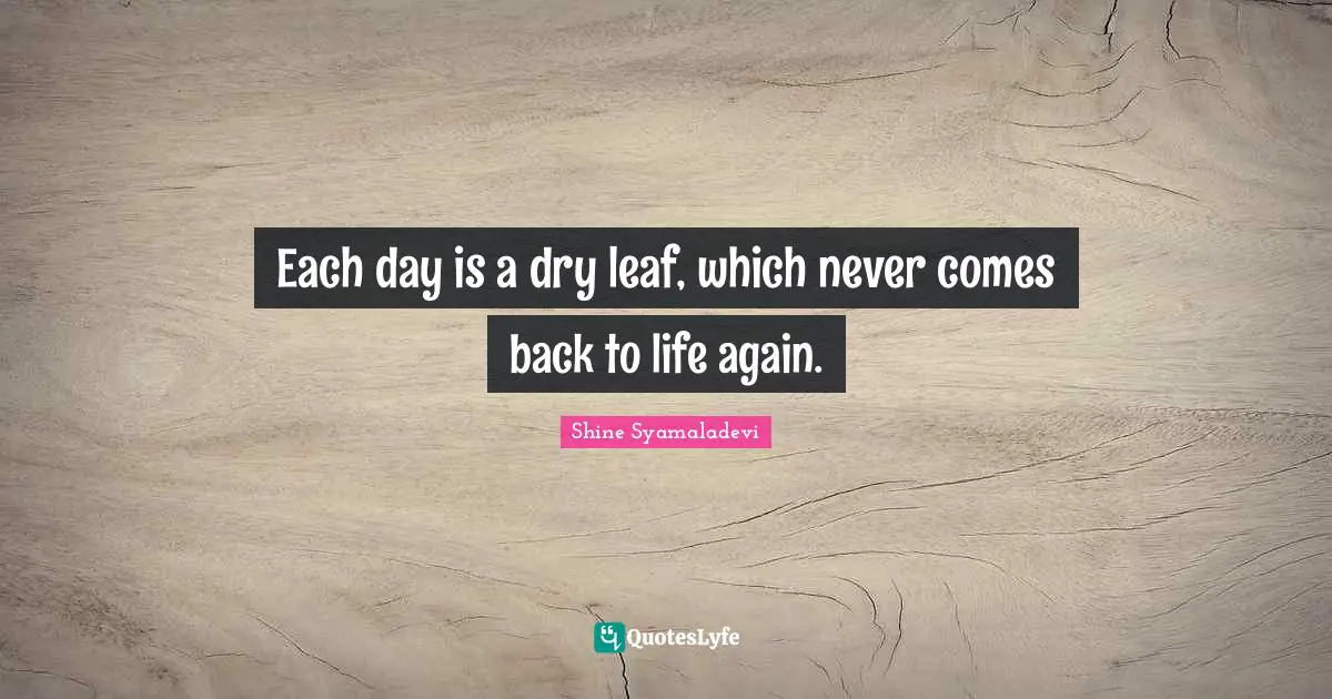 Each day is a dry leaf, which never comes back to life again.