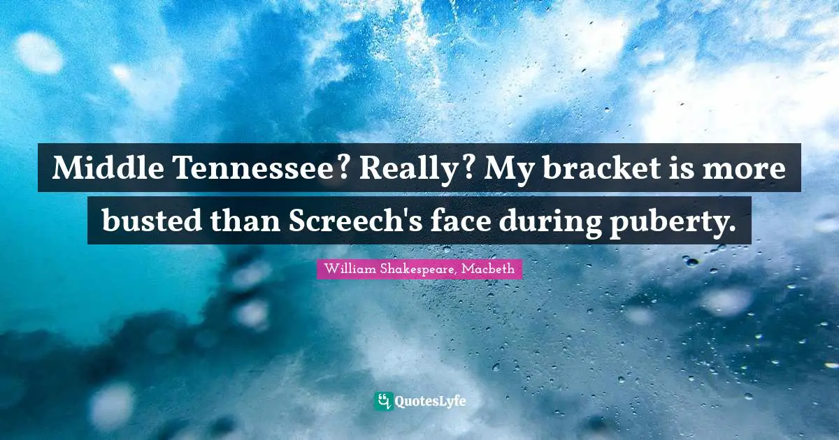 Middle Tennessee? Really? My bracket is more busted than Screech's face during puberty.