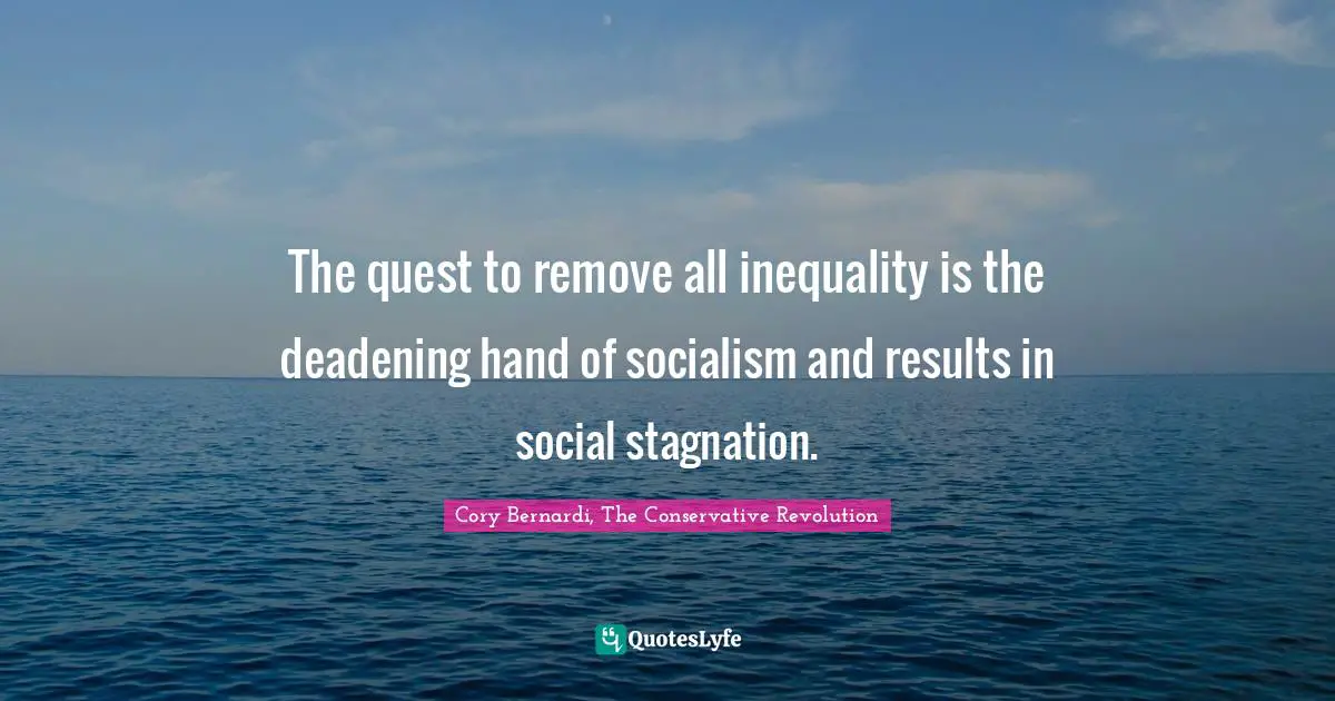 The quest to remove all inequality is the deadening hand of socialism and results in social stagnation.