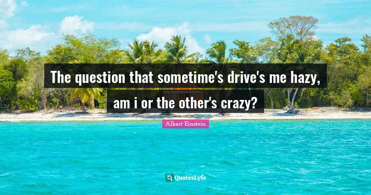 The question that sometime's drive's me hazy, am i or the other's crazy?