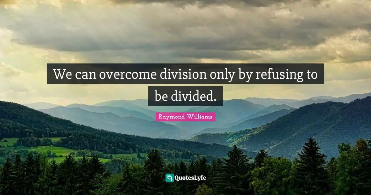 We can overcome division only by refusing to be divided.