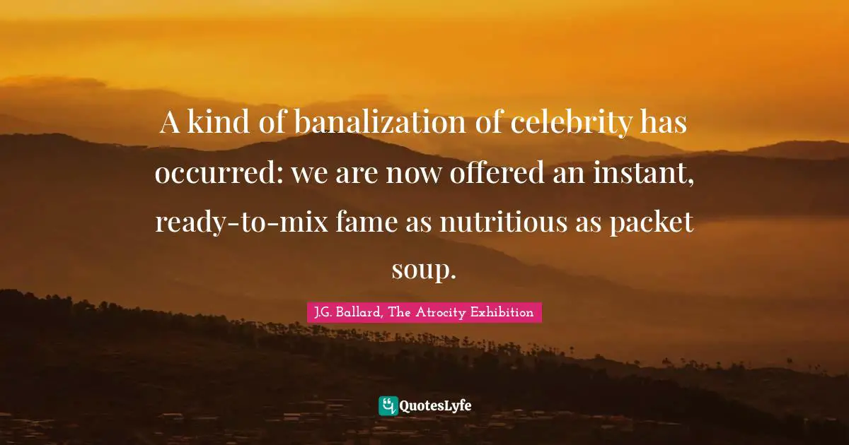 A kind of banalization of celebrity has occurred: we are now offered an instant, ready-to-mix fame as nutritious as packet soup.