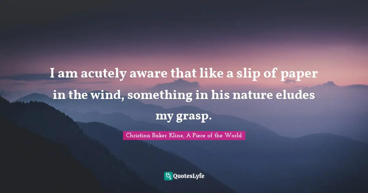 Getting To Know Someone Quotes: "I am acutely aware that like a slip of paper in the wind, something in his nature eludes my grasp."