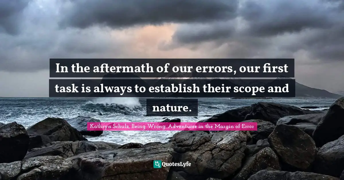 In the aftermath of our errors, our first task is always to establish their scope and nature.