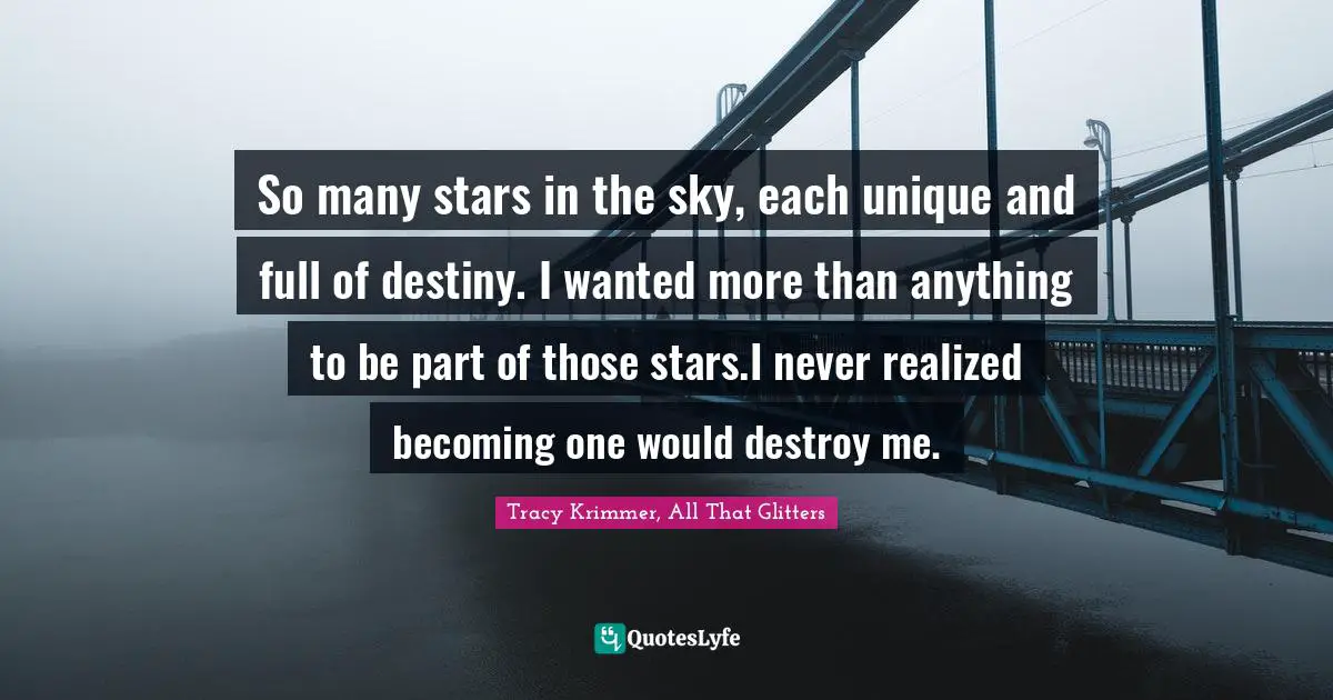 So many stars in the sky, each unique and full of destiny. I wanted more than anything to be part of those stars.I never realized becoming one would destroy me.