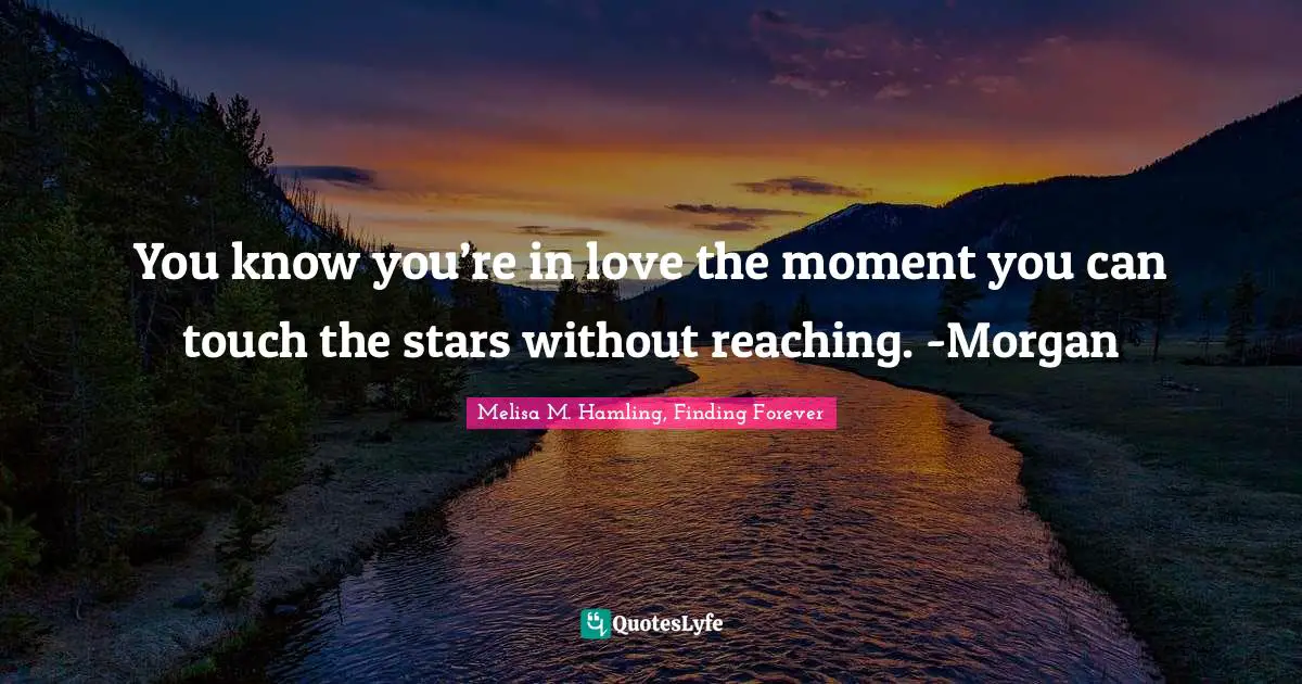 You know you’re in love the moment you can touch the stars without reaching. -Morgan
