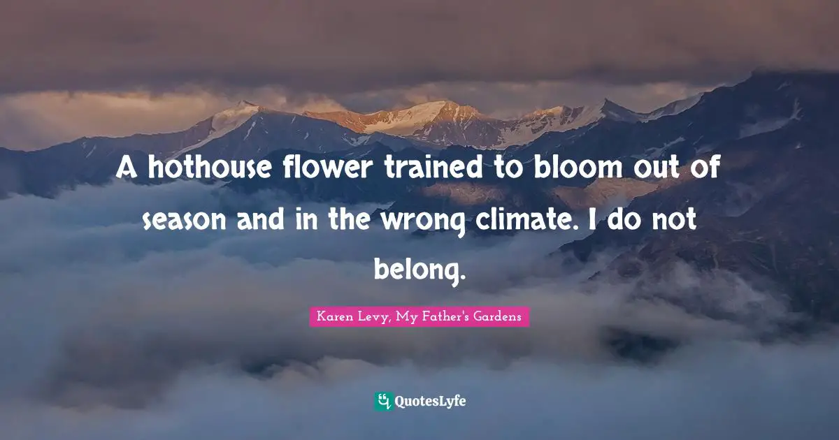 Immigrant Quotes: "A hothouse flower trained to bloom out of season and in the wrong climate. I do not belong."