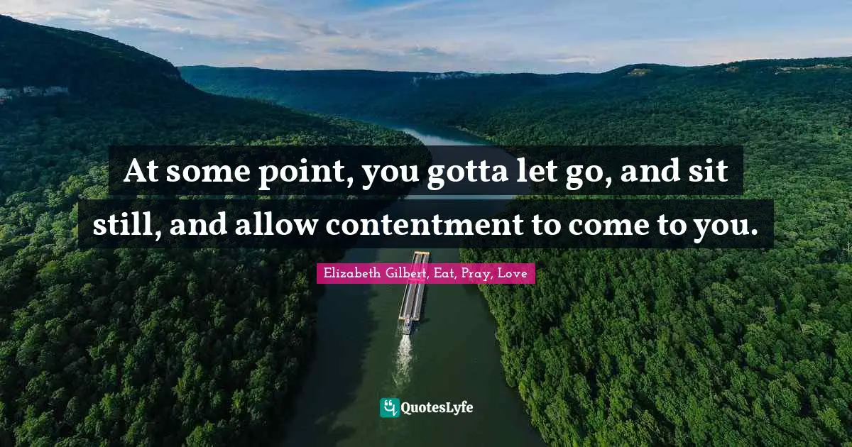 At some point, you gotta let go, and sit still, and allow contentment to come to you.