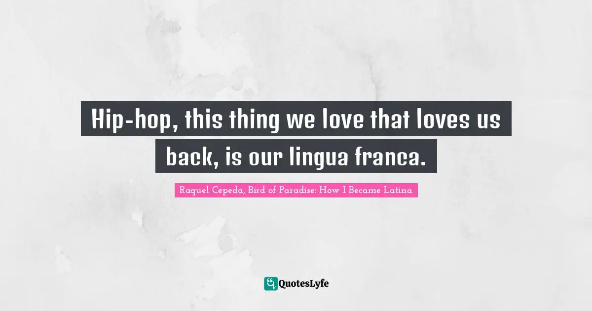 Hip-hop, this thing we love that loves us back, is our lingua franca.