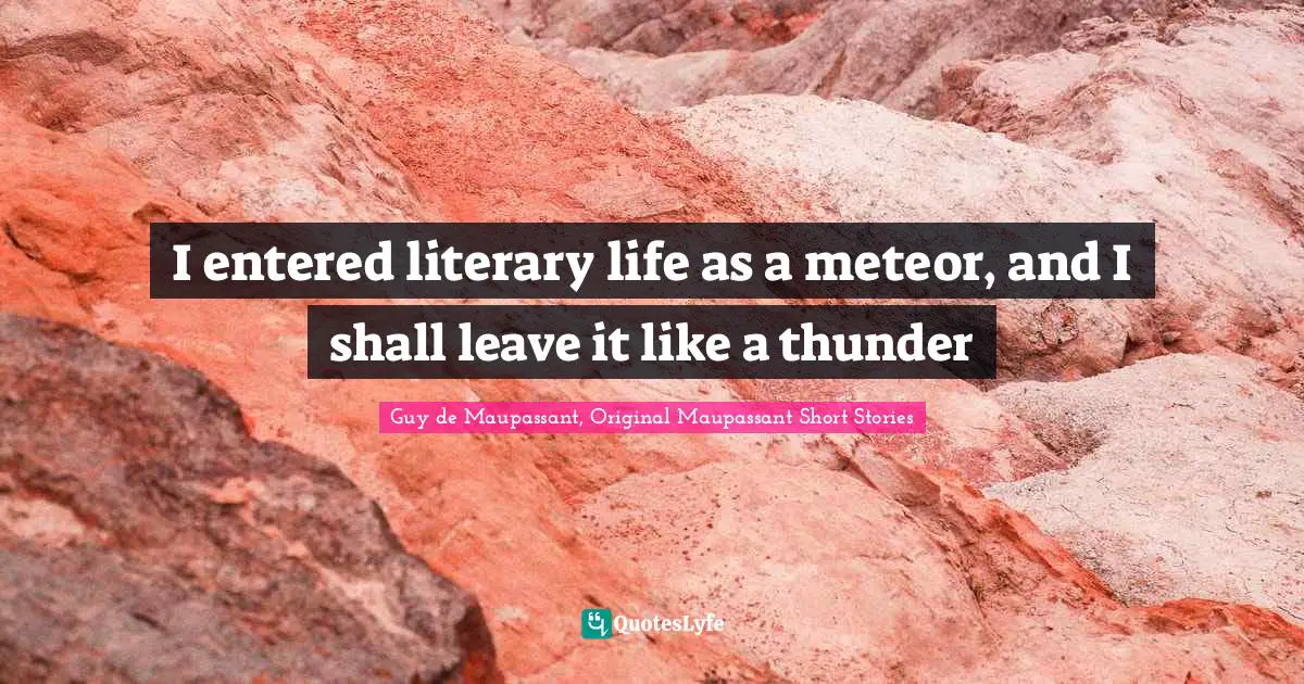 I entered literary life as a meteor, and I shall leave it like a thunder