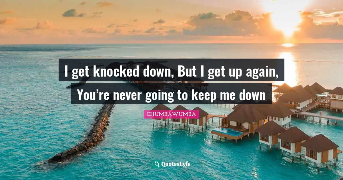 I get knocked down, But I get up again, You’re never going to keep me down
