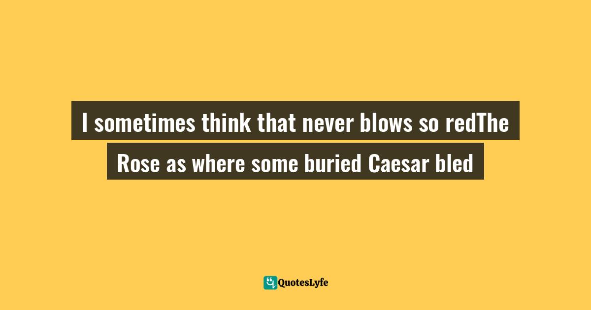 I sometimes think that never blows so redThe Rose as where some buried Caesar bled