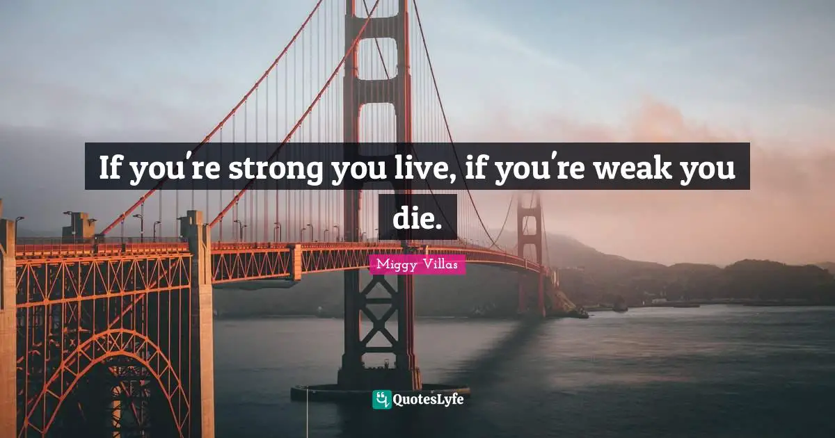If you're strong you live, if you're weak you die.