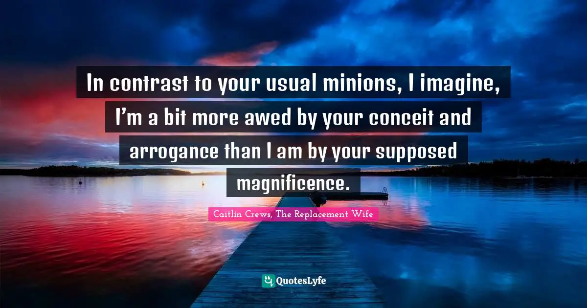 In contrast to your usual minions, I imagine, I’m a bit more awed by your conceit and arrogance than I am by your supposed magnificence.