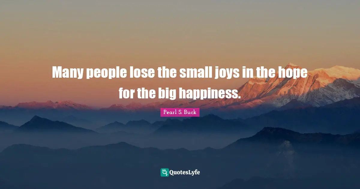 Many people lose the small joys in the hope for the big happiness.