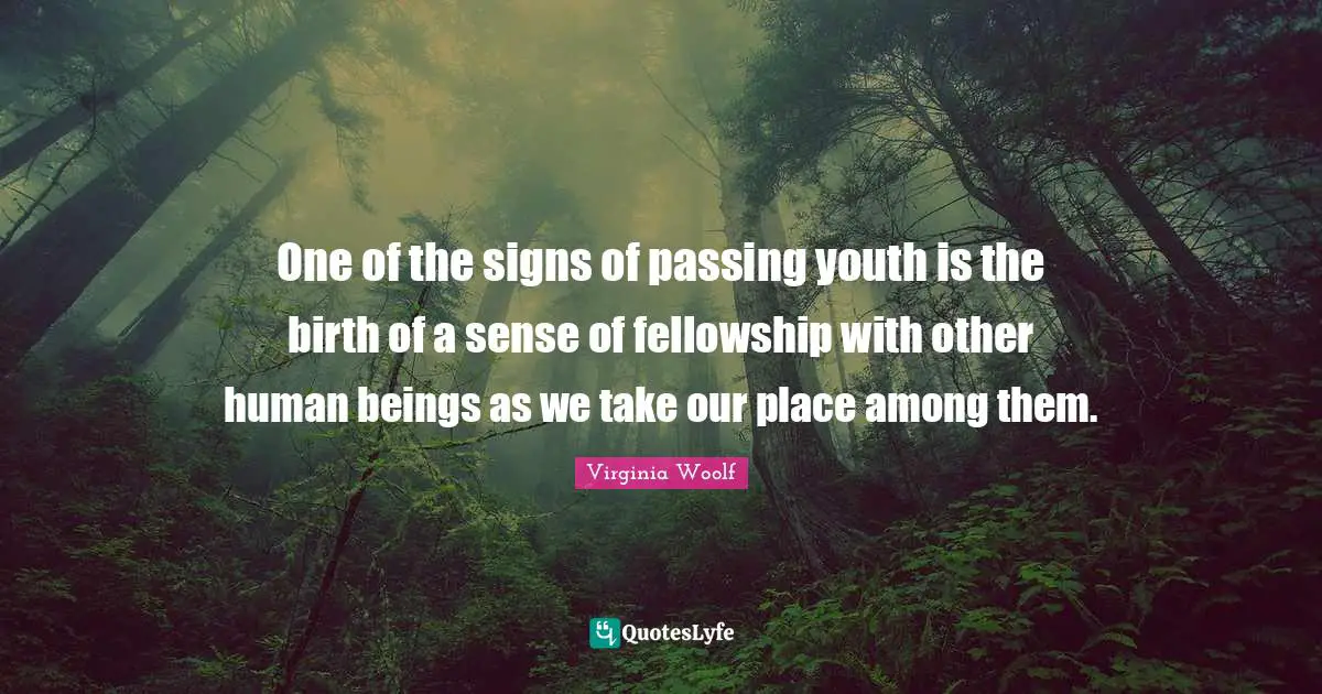 Maturity Quotes: "One of the signs of passing youth is the birth of a sense of fellowship with other human beings as we take our place among them."