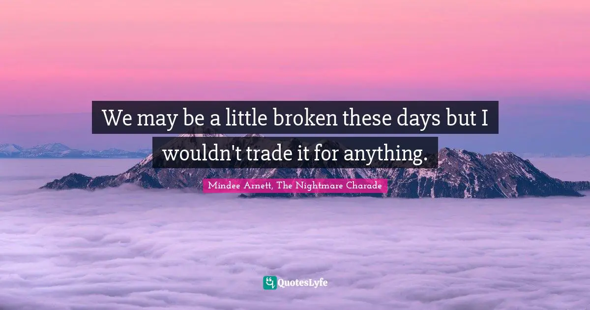 We may be a little broken these days but I wouldn't trade it for anything.