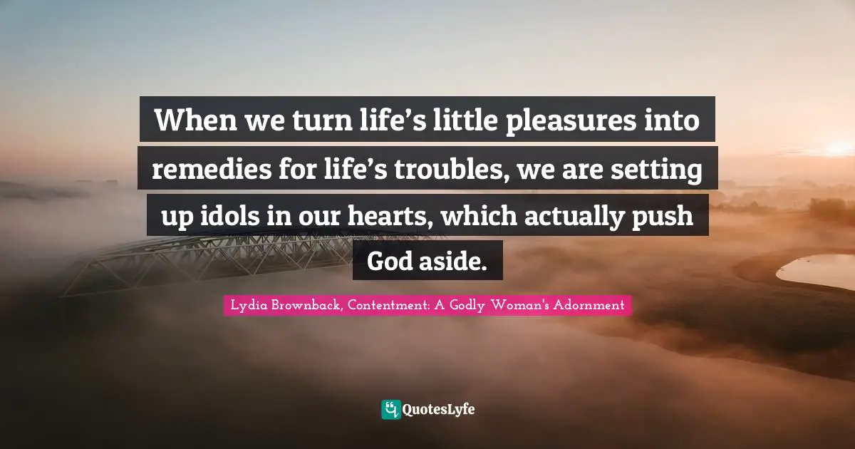 When we turn life’s little pleasures into remedies for life’s troubles, we are setting up idols in our hearts, which actually push God aside.