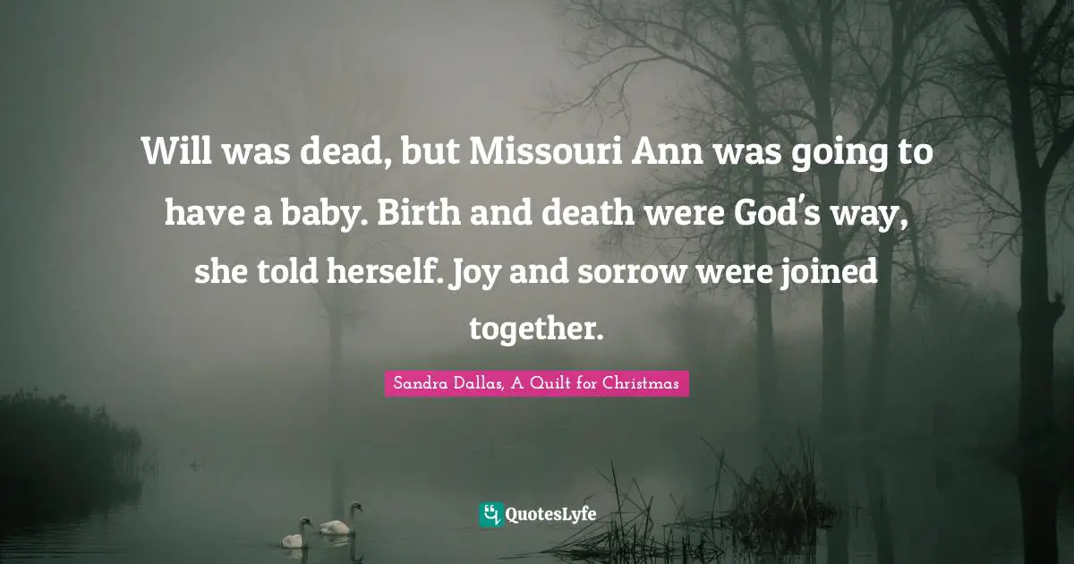 Will was dead, but Missouri Ann was going to have a baby. Birth and death were God's way, she told herself. Joy and sorrow were joined together.