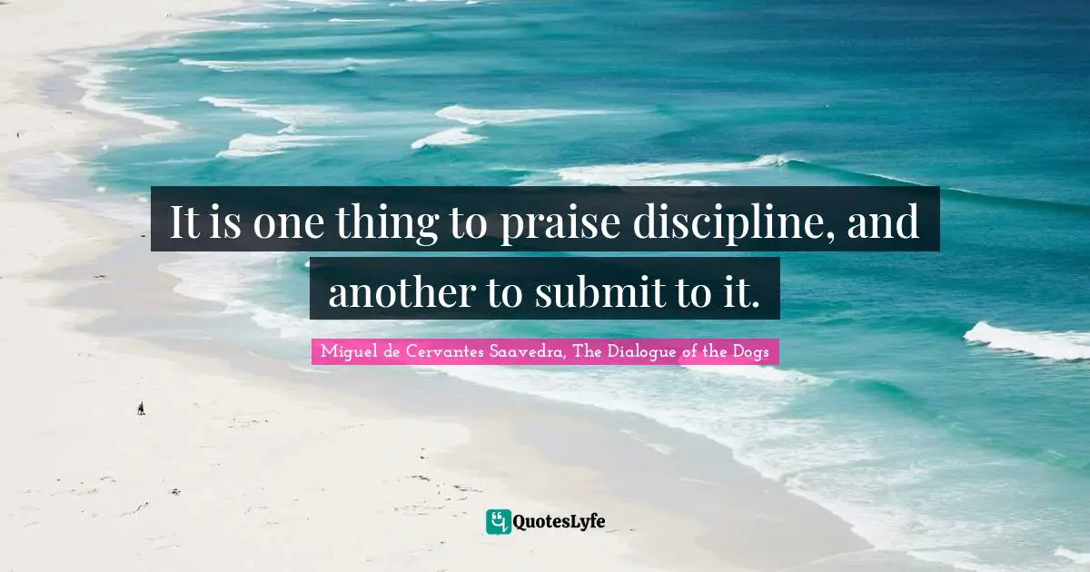 It is one thing to praise discipline, and another to submit to it.