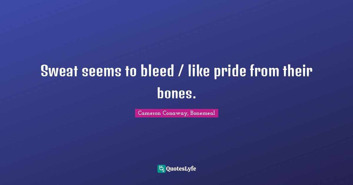Sweat seems to bleed / like pride from their bones.